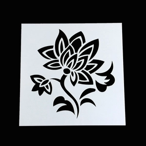 Minimalist DIY scrapbook floral stencil template with vintage flower design for art crafts