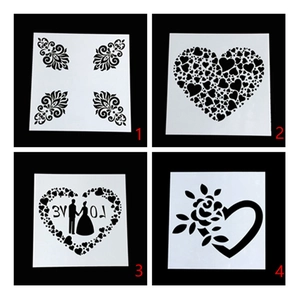 DIY Zeichenschablonen PET Hohl Malvorlagen Herz Blume Silhouette Für Scrapbook Album Hochzeit Dekoration