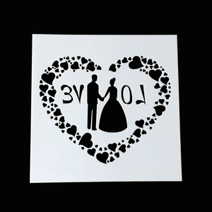 Weiße Hochzeit DIY hohle Malschablone mit Herzformen und LOVE-Schriftzug für Alben