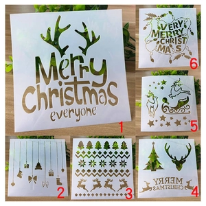Plantillas de Pintura de Navidad DIY PET Plástico Modelos de Dibujo Hueco para Scrapbooking Álbum Arte Foto Decor Reno Árbol