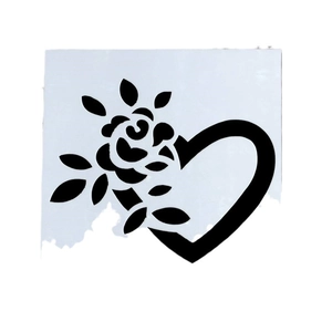 Schwarze Herz-Rosen-Schablone für DIY-Alben und kreative Bastel-Zeichenprojekte