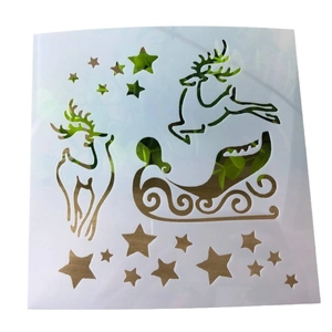 Plantilla navideña de PVC con renos, trineo y estrellas para pintura y manualidades