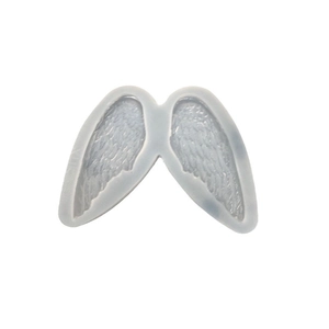 Translucent silicone mold with detailed angel wing textures for resin and clay DIY crafts