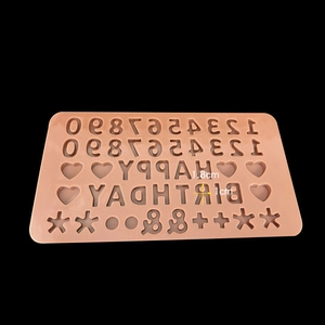 Pink silicone mold with 1.8cm alphabet letters and numbers for chocolate and baking