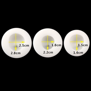 Three translucent silicone face molds with dimensions of 2.5cm, 2.8cm, and 1.5cm for DIY clay