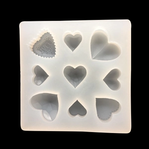 Multi Cavity Heart Shaped Silicone Mold For Resin Casting DIY Chocolate Fondant Soap Cake Mold Translucent White LOVE Design