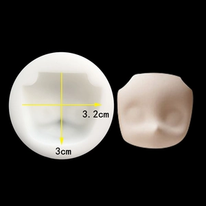 Detailed 3cm DIY silicone face mold for clay dolls showing clear facial features and soft texture
