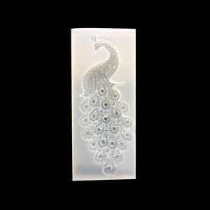 Translucent silicone peacock mold for resin DIY projects and cake decoration