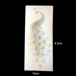 Peacock shaped translucent silicone mold for DIY crafts with 4.5cm by 12cm dimensions