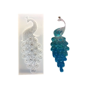 Translucent peacock silicone mold for DIY crystal epoxy resin and peacock shaped ornaments