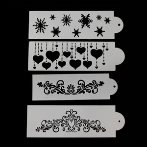 PET Plastic Cake Spray Mold Hollow Out Lace Border Stencil For Sugar Powder Sieve Snowflake Heart DIY Baking Decoration