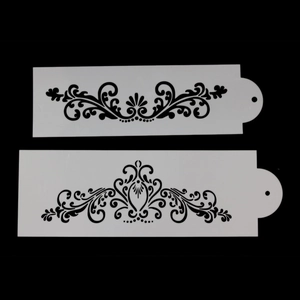 DIY cake lace stencils set with elegant floral scroll patterns for pastry decorating