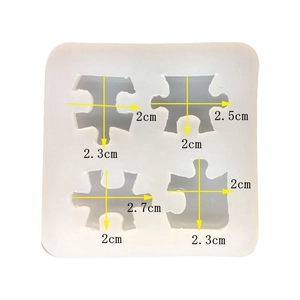 DIY puzzle shaped silicone mold for crystal resin pendants and jewelry with dimensions