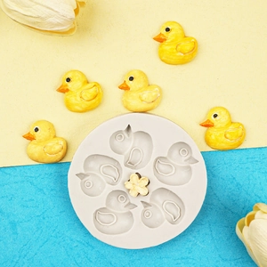 Mini duck and flower silicone cake mold for fondant, chocolate and resin DIY crafts
