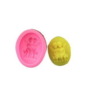 DIY silicone baking mold set with two romantic cupids for soap, candle and cake decorating