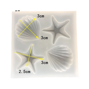 Moule en silicone pour bijoux avec motifs étoile de mer et coquillage et mesures