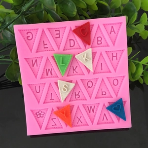 Pink silicone alphabet mold for 26 letters and heart shapes in DIY fondant and chocolate