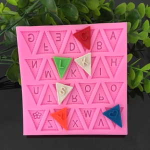 Pink triangle alphabet silicone mold for DIY fondant, chocolate, and cake decorating