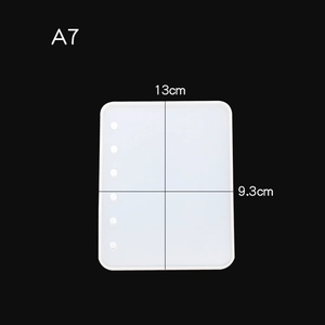 A7 size silicone resin mold for 6-hole binder cover with precise 13cm x 9.3cm dimensions