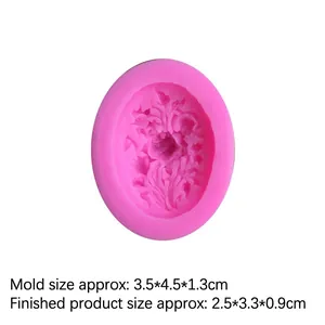 Pink silicone mold for 3D peony flower soap and cake baking with dimensions 3.5x4.5cm