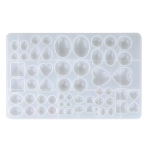 Translucent silicone mold with heart and geometric shapes for resin jewelry DIY craft