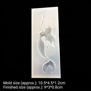 Mermaid shape silicone mold for epoxy resin jewelry with scale texture and 10.5cm size