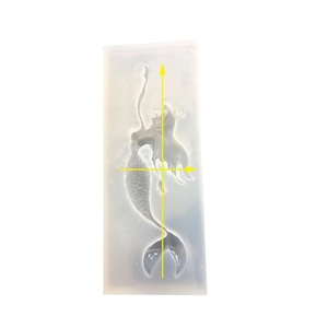 Rectangle silicone mermaid mold with fishtail pattern for DIY resin jewelry making