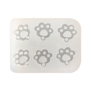 Cat paw silicone mold for DIY resin pendants, featuring six cavities in a minimal style