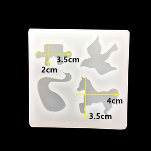Moule en silicone pour résine époxy avec formes de puzzle, cygne, oiseau et poney