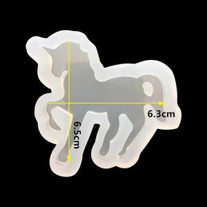 Translucent unicorn silicone mold for DIY crafts measuring 6.3cm width by 6.5cm height
