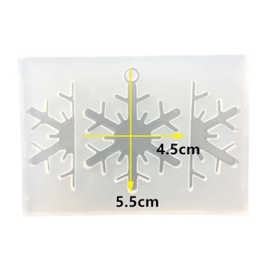 3-cavity snowflake silicone mold for resin jewelry and keychains, size 4.5x5.5cm