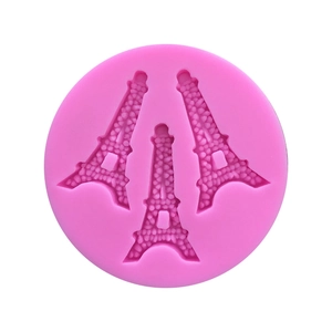 Pink Paris Eiffel Tower Silicone Fondant Cake Mold Round Sugarcraft Decorating Tool For DIY Chocolate Jelly Baking