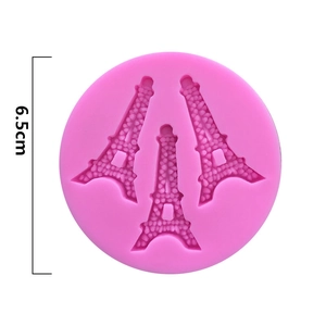 Pink silicone Eiffel Tower fondant mold with 6.5cm diameter for DIY baking
