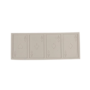 Molde de silicona gris para tartas de fondant con cuatro diseños de naipes de póker