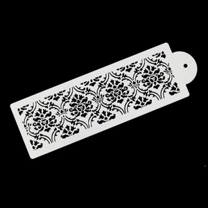 Στένσιλ τούρτας DIY με δαμασκηνό λουλουδάτο σχέδιο για διακόσμηση ζαχαρόπαστας