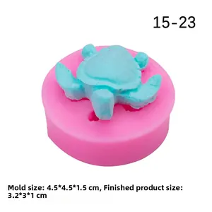 Detail of turtle silicone mold with size specs for DIY cake baking and resin crafts
