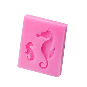 Pink silicone seahorse mold for fondant and chocolate cake decorating baking tools