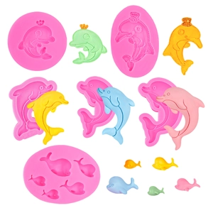 Dolfijn Siliconen Vorm Voor Fondant Chocolade Taart Decoratie DIY Hars Klei Ambachtelijke Dolfijnvorm Roze Grijs Gereedschap