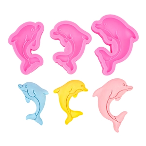Set van 3 siliconen dolfijn mallen voor DIY fondant, chocolade, zeep en kunsthars klei
