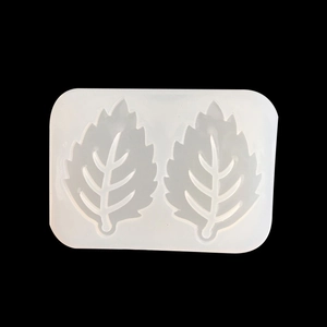 Leaf shaped silicone resin mold for DIY jewelry making with two detailed leaf cavities