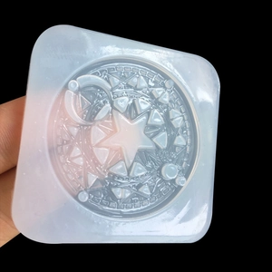 Square silicone mold for magic circle resin pendants with star and moon patterns