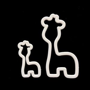 Two-piece set of white giraffe-shaped cookie cutters for DIY cake decorating and baking