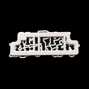 White plastic Happy Birthday cookie stamp mold for cake decorating and pastry embossing