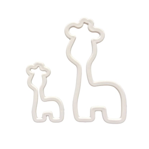 Set of two giraffe shaped cookie cutters in white plastic for DIY cake decorating