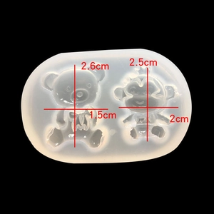 Dual-cavity bear and monkey silicone mold for DIY epoxy resin pendants with dimensions