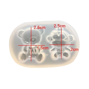 DIY bear and monkey resin silicone mold with dimensions for handmade jewelry pendant making