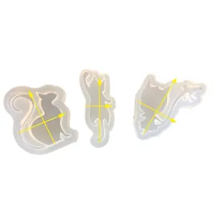 Three-piece set of transparent cat silicone molds for DIY resin crafts and jewelry