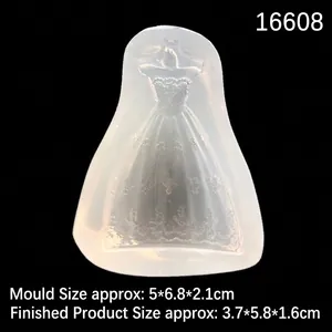 Wedding dress shaped silicone mold for DIY resin jewelry making and phone case decor