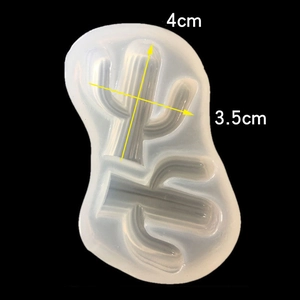 Macro view of cactus silicone mold with dimensions for DIY crystal epoxy resin crafts