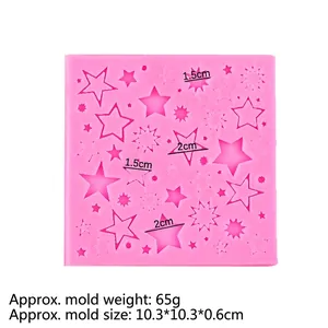 Pink silicone star mold for fondant and chocolate crafting with various size patterns